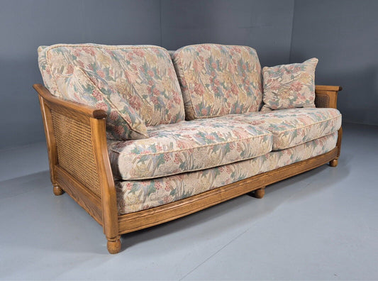 Vintage Ercol Bergere and Ash 2.5 Seat Sofa Floral Cotton Retro EB9154 V3SS - UKDK FURNITURE