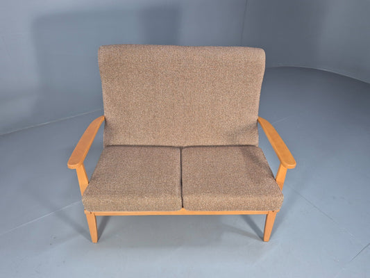Vintage 2 Seater Sofa Beige Fabric Beech Frame Danish Design EB9490 M2SS - UKDK FURNITURE