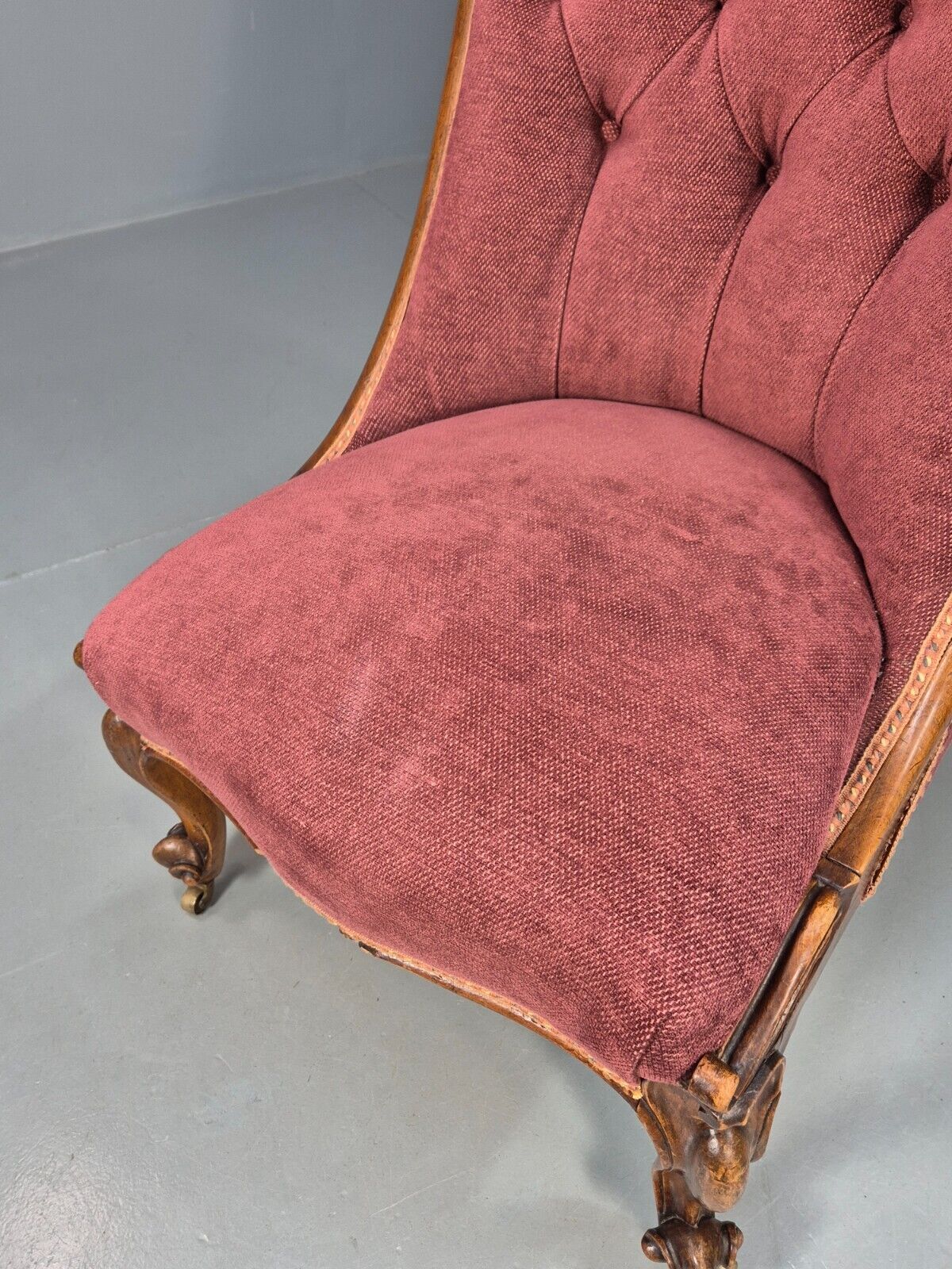 Vintage Nursing Chair Pink Cotton Fruitwood Frame 1800s Antique EB8454 VCLO - UKDK FURNITURE