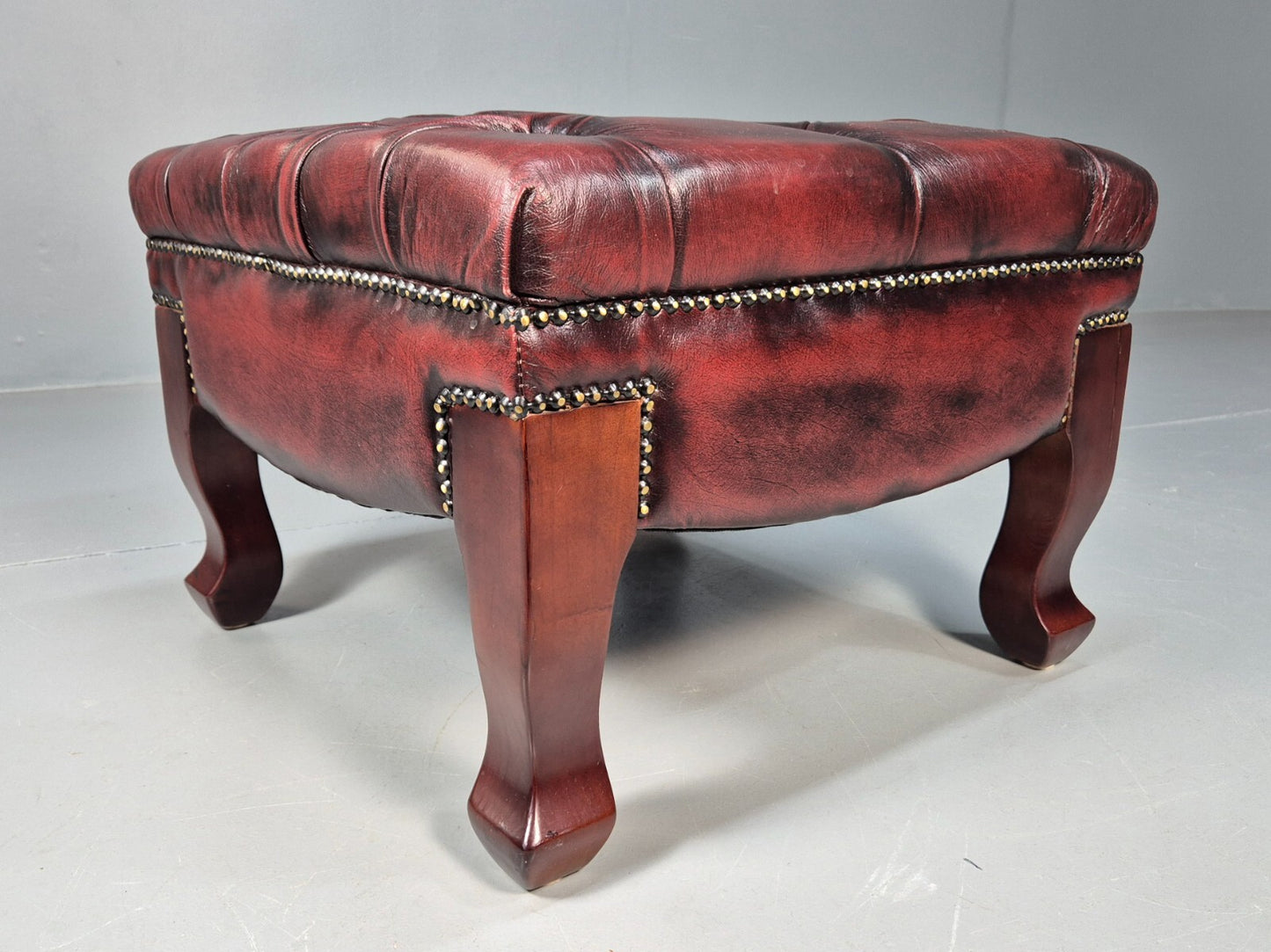 Vintage Oxblood Chesterfield Footstool Danish Retro Antique Style EB9665 MFOO - UKDK FURNITURE