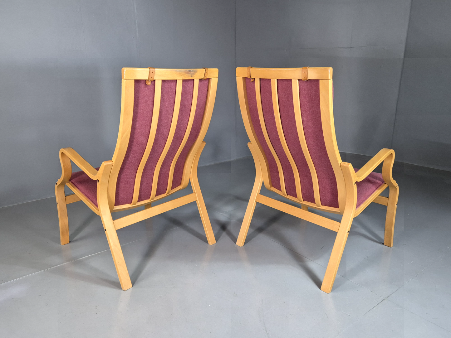 2 Vintage Danish Lounge Chairs Pink Bentwood Ostergaard Retro MCM EB7220 MBEN - UKDK FURNITURE