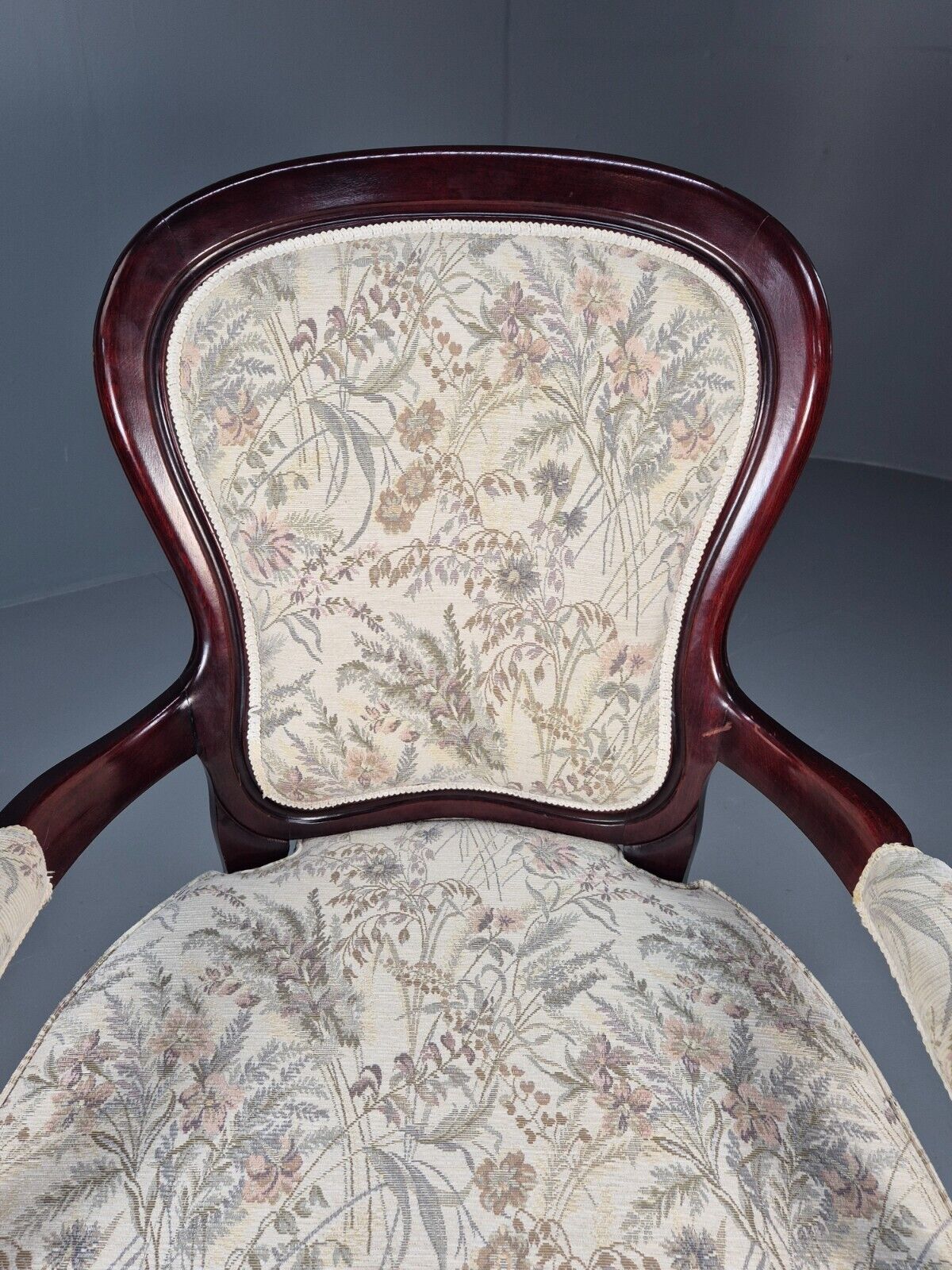 Vintrage Danish Lounge Chair Floral Cotton Antique French Style EB8927 VCLO - UKDK FURNITURE