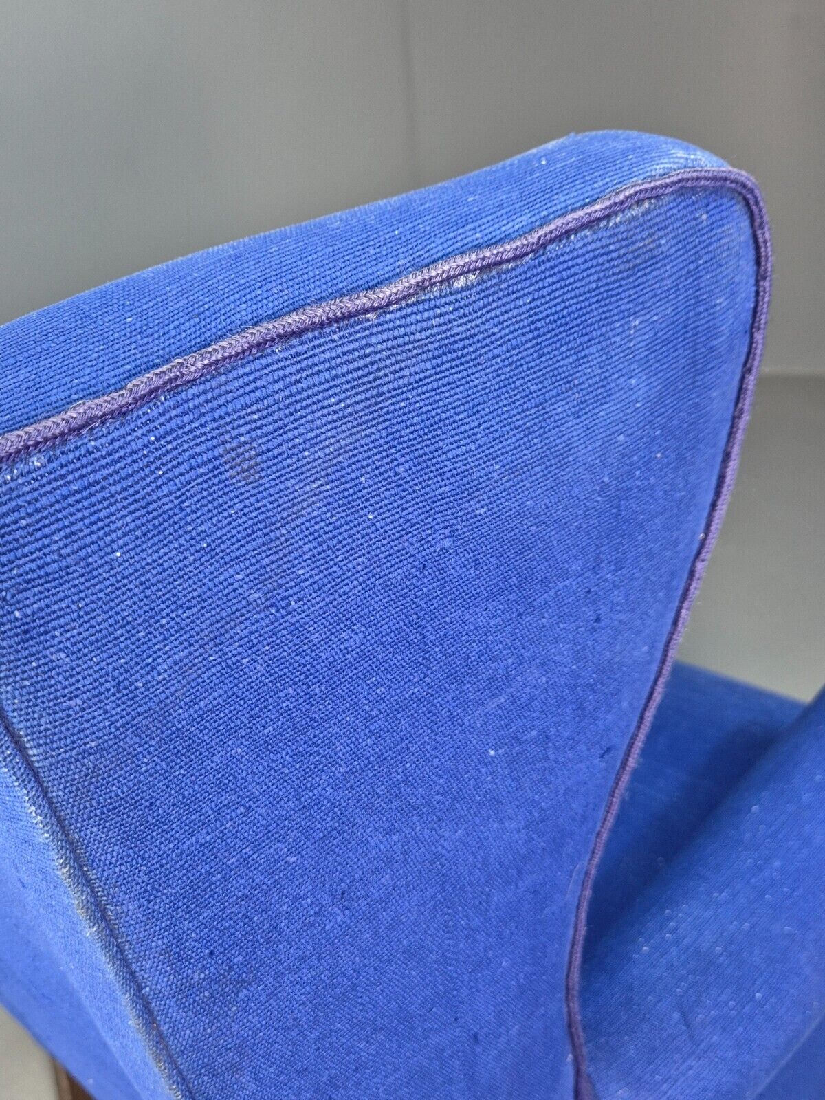 Vintage Danish Wingback Lounge Chair Blue Wool 1960s EB8468 VCLO - UKDK FURNITURE