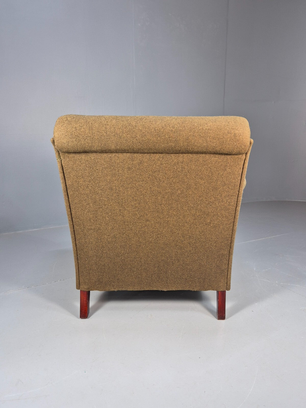 Vintage Danish Lounge Chair Green Wool Upholstery Bun Feet 1920s EB9006 VCLO - UKDK FURNITURE