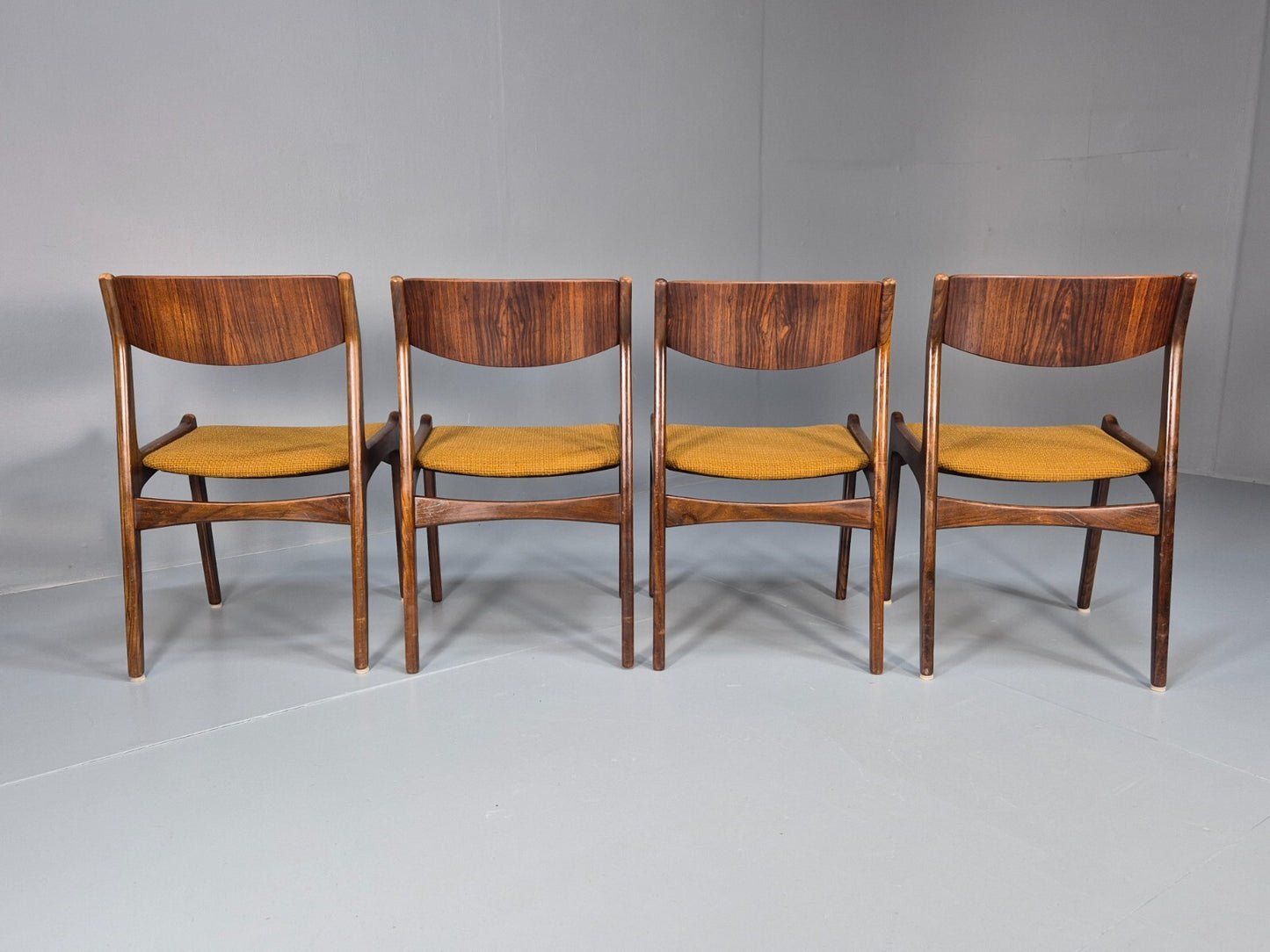4 Vintage Danish Farso Stolefabrik Walnut Orange 19060s MCM EB9537 MDIN - UKDK FURNITURE