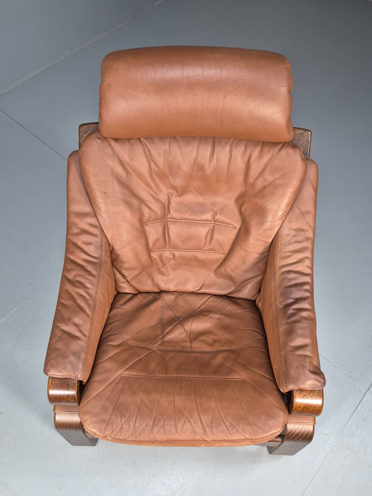 Vintage Skippers Apollo Brown Leather Bentwood Lounge Chair Danish EB9306 MBEN - UKDK FURNITURE
