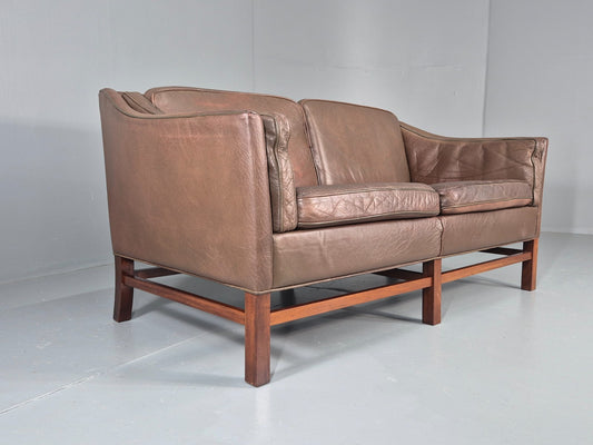 Vintage Danish 2 Seat Sofa Gunnar Grandt Design Brown Buffalo Hide EB9905 M2SS1