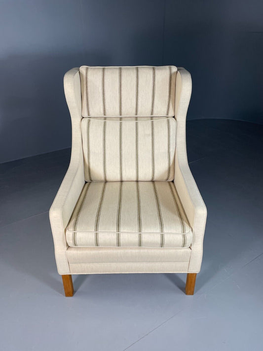 Vintage Danish Lounge Chair Cream Wool Wing Back 1979s Retro MCM EB6620 MNOR - UKDK FURNITURE