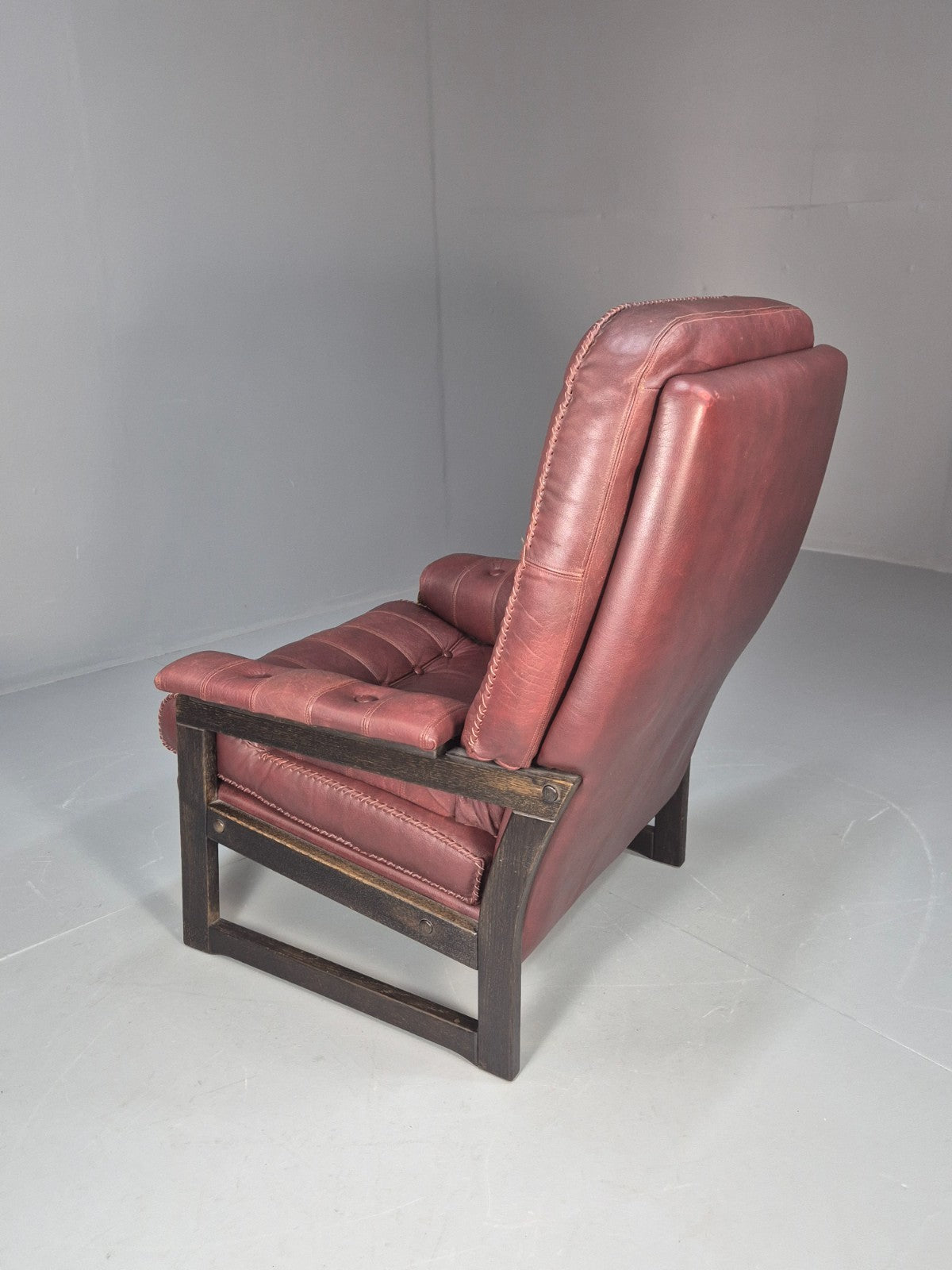 Vintage Danish Burgundy Leather 1980s Retro Lounge Chair MCM EB9793 MNOR - UKDK FURNITURE