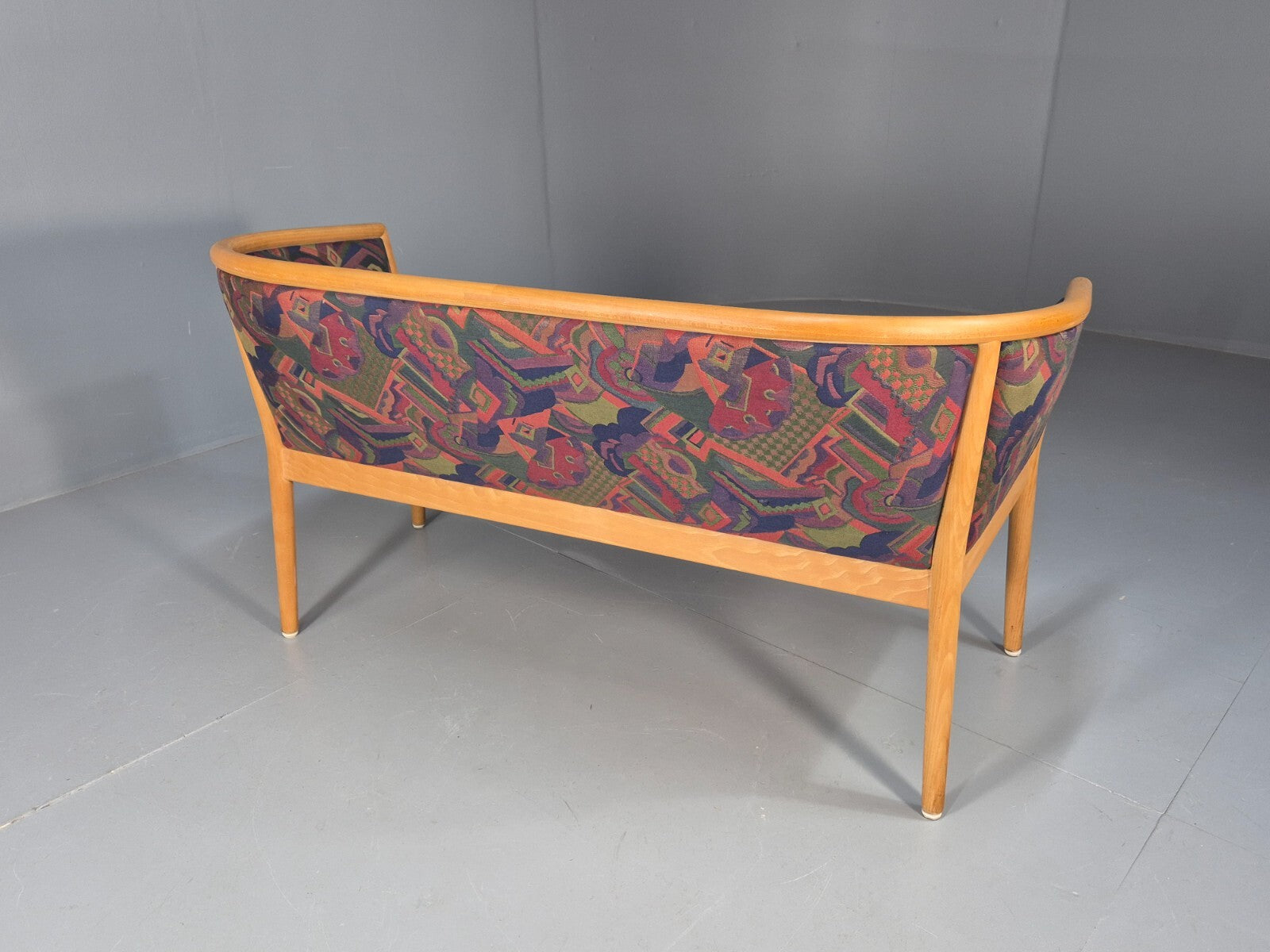Vintage 2 Seater Sofa Curved Beech Frame Multicoloured 1980s Danish EB9290 M2SS - UKDK FURNITURE