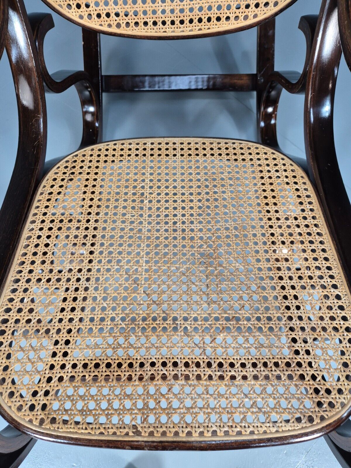 Vintage Rocking Chair Rattan and Bentwood Thonet Style 1970s Retro EB8945 VBER - UKDK FURNITURE