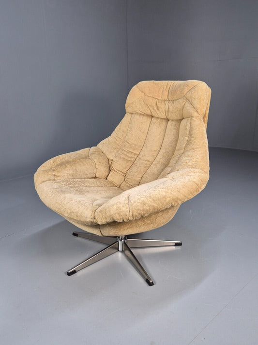 Vintage Danish Swivel Chair Beige Velour Bramin H W Klein MCM Retro EB8767 MSWI - UKDK FURNITURE