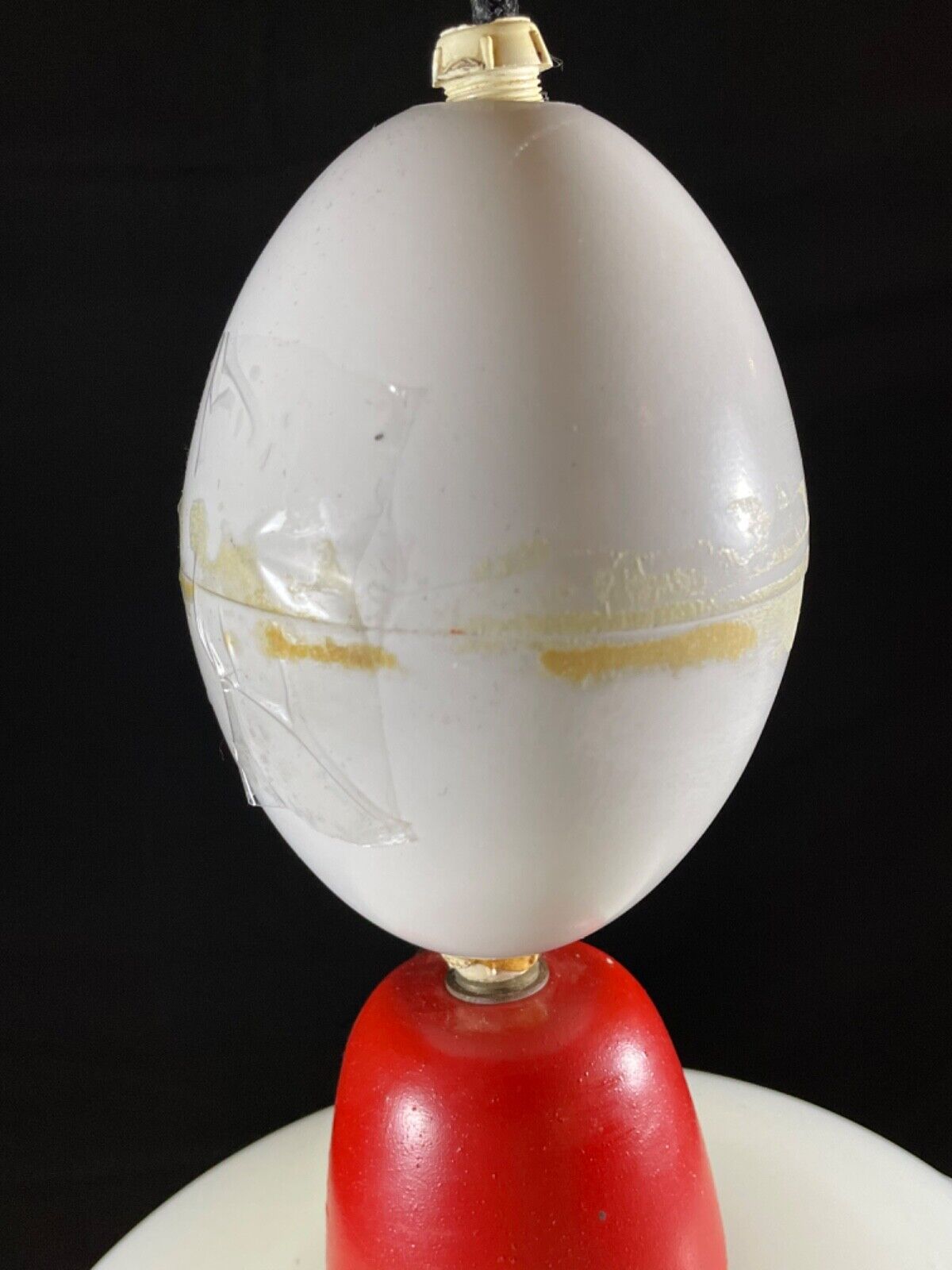 Danish Opaline Glass with Red and White Plastic Pendent Light, Retro EB5096 LCLC - UKDK FURNITURE
