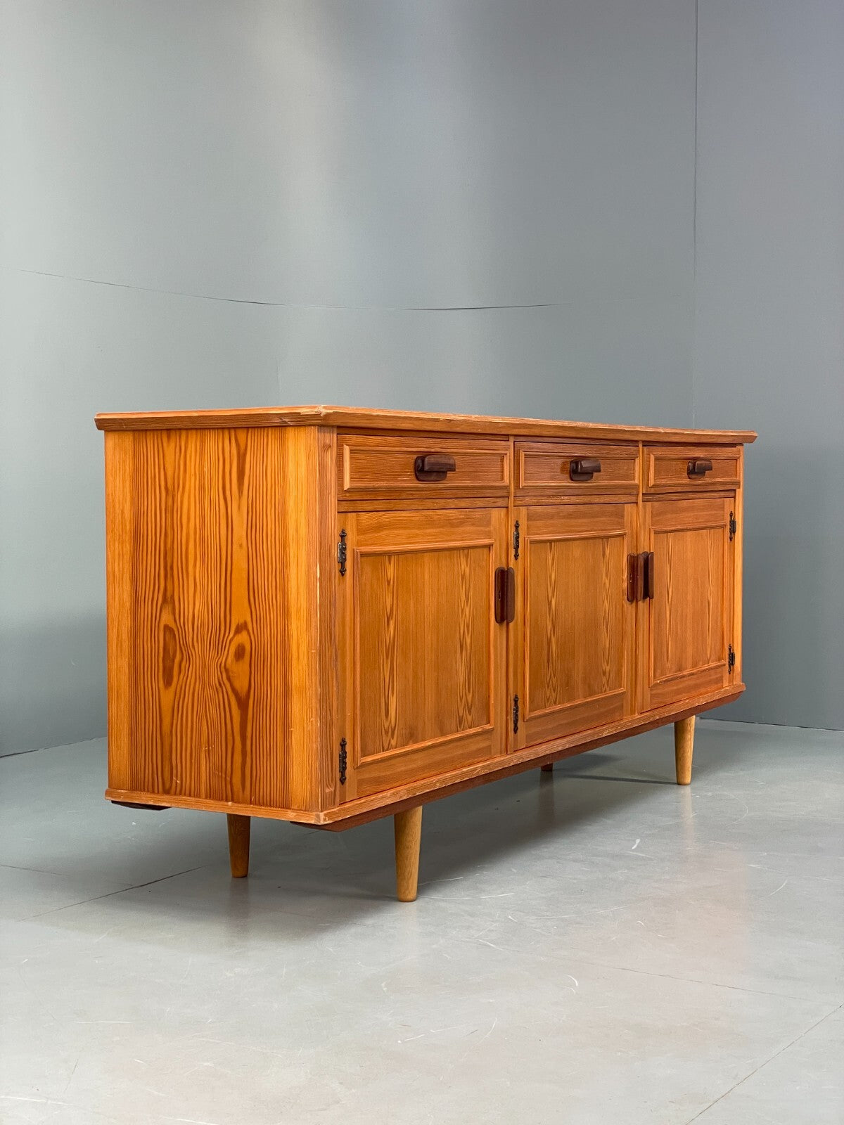 Vintage Pine Sideboard With Teak Handles Retro Unique Design EB9427 MWOO - UKDK FURNITURE