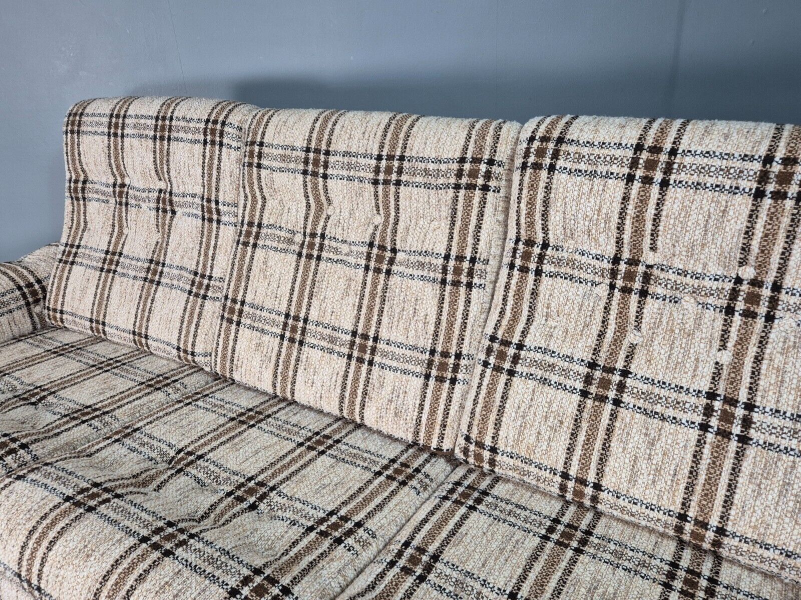 Vintage Danish 3 Seat Sofa Cream and Brown 1970s Retro MCM EB8320 M3SS - UKDK FURNITURE