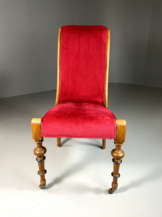 Vintage Danish Slipper Chair, Beech Frame, Antique, Brass Castors EB5727 VDIN - UKDK FURNITURE