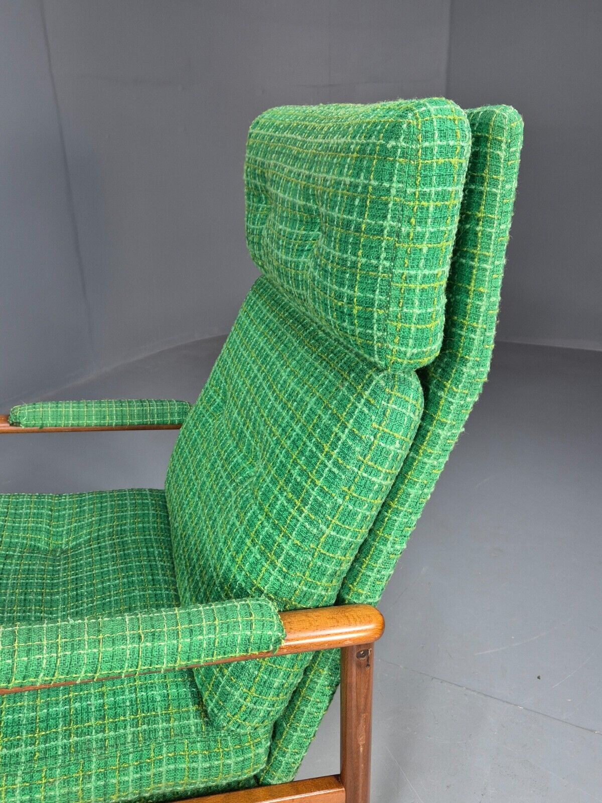 Vintage Danish Lounge Chair Green Wool Beech Frame Retro 1960s MCM EB8502 MNOR - UKDK FURNITURE