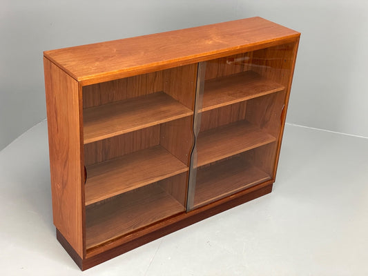 Vintage 1960s Teak Bookcase Shelving Glass Doors Mid Century EB11057 MWOO1