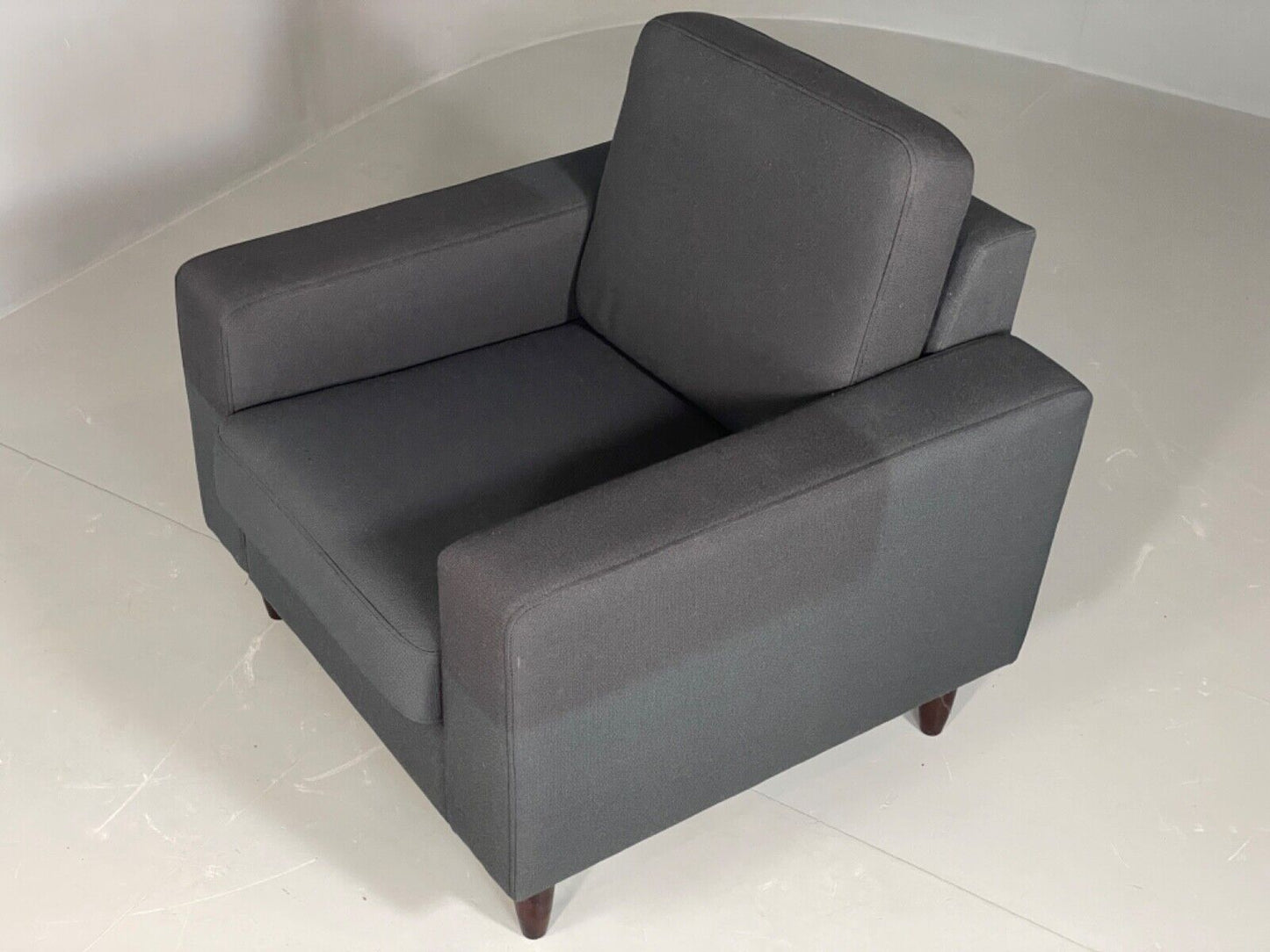 Vintage Danish Lounge Chair by Hurup Slate Grey Fabric Retro MCM EB6116 MNOR - UKDK FURNITURE