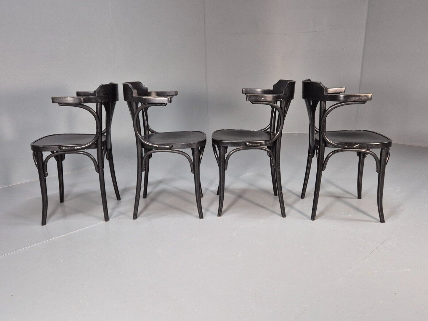 4 Vintage Bistro Chairs Black Thonet Style Czech Built Retro EB8859 VDIN - UKDK FURNITURE