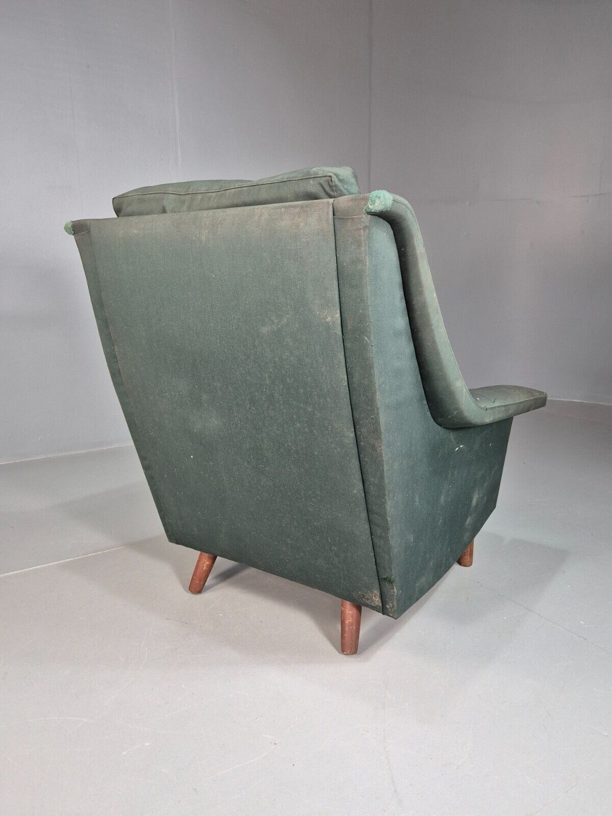 Mid Century Danish Lounge Chair Teak Legs Green Fabric Retro 1960s EB7444 MNOR - UKDK FURNITURE