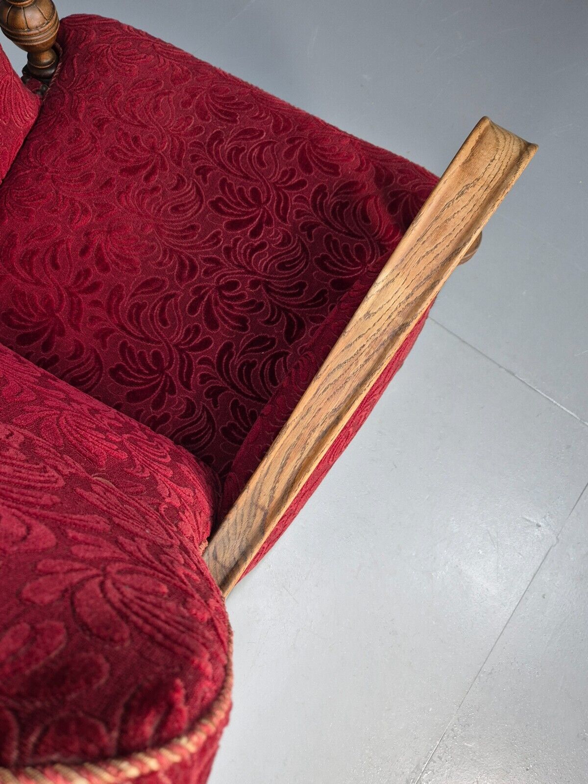 Vintage Danish Lounge Chair Red Moquette Oak Frame 1940s Retro EB8937 VCLO - UKDK FURNITURE