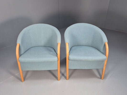 2 Vintage Danish Lounge Chairs Pale Blue Stouby Tub Form 1980s Retro EB8759 MNOR - UKDK FURNITURE