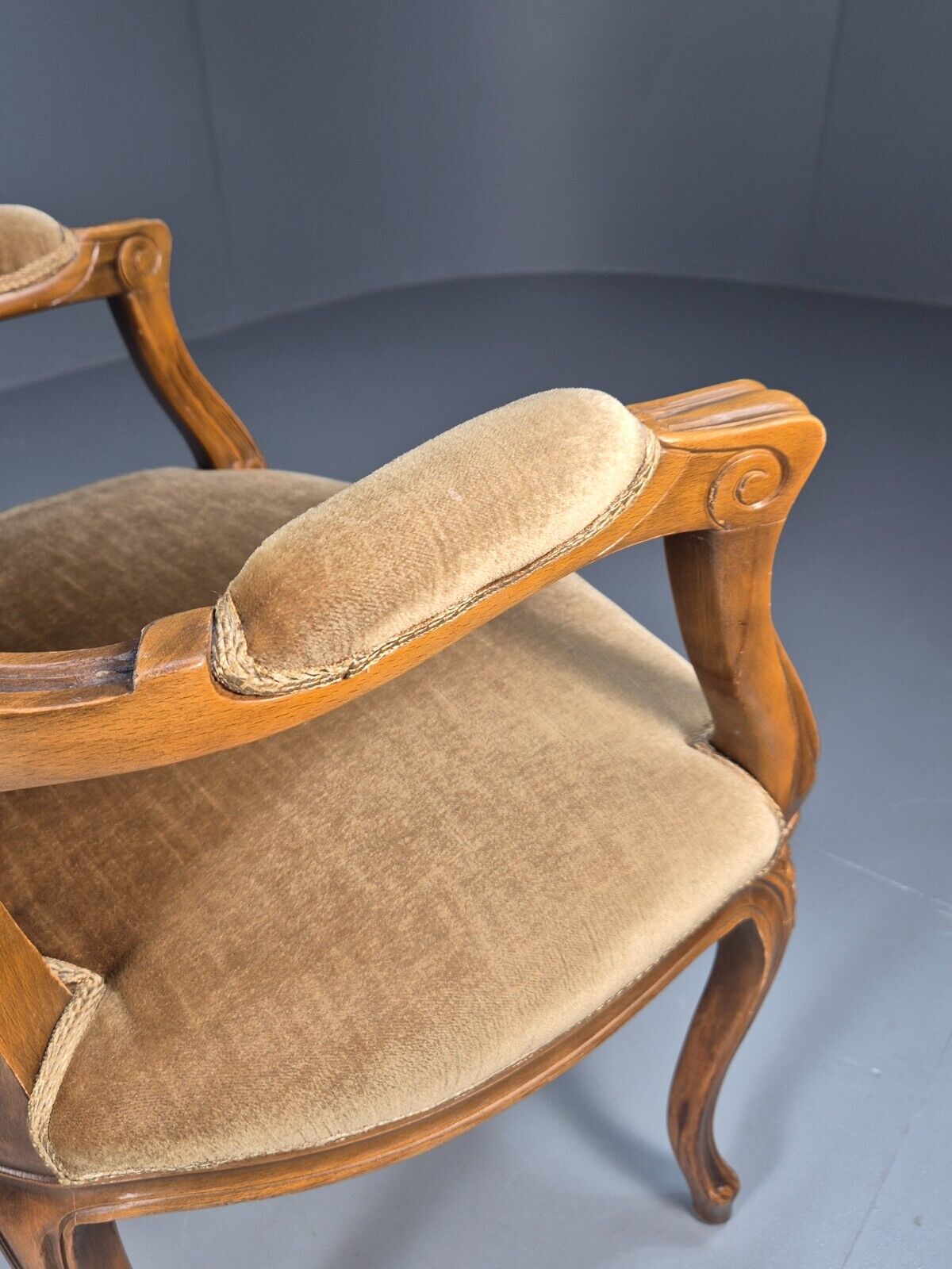 Vintage Danish Lounge Chair Gold Velour Antique French Style EB8993 VCLO - UKDK FURNITURE
