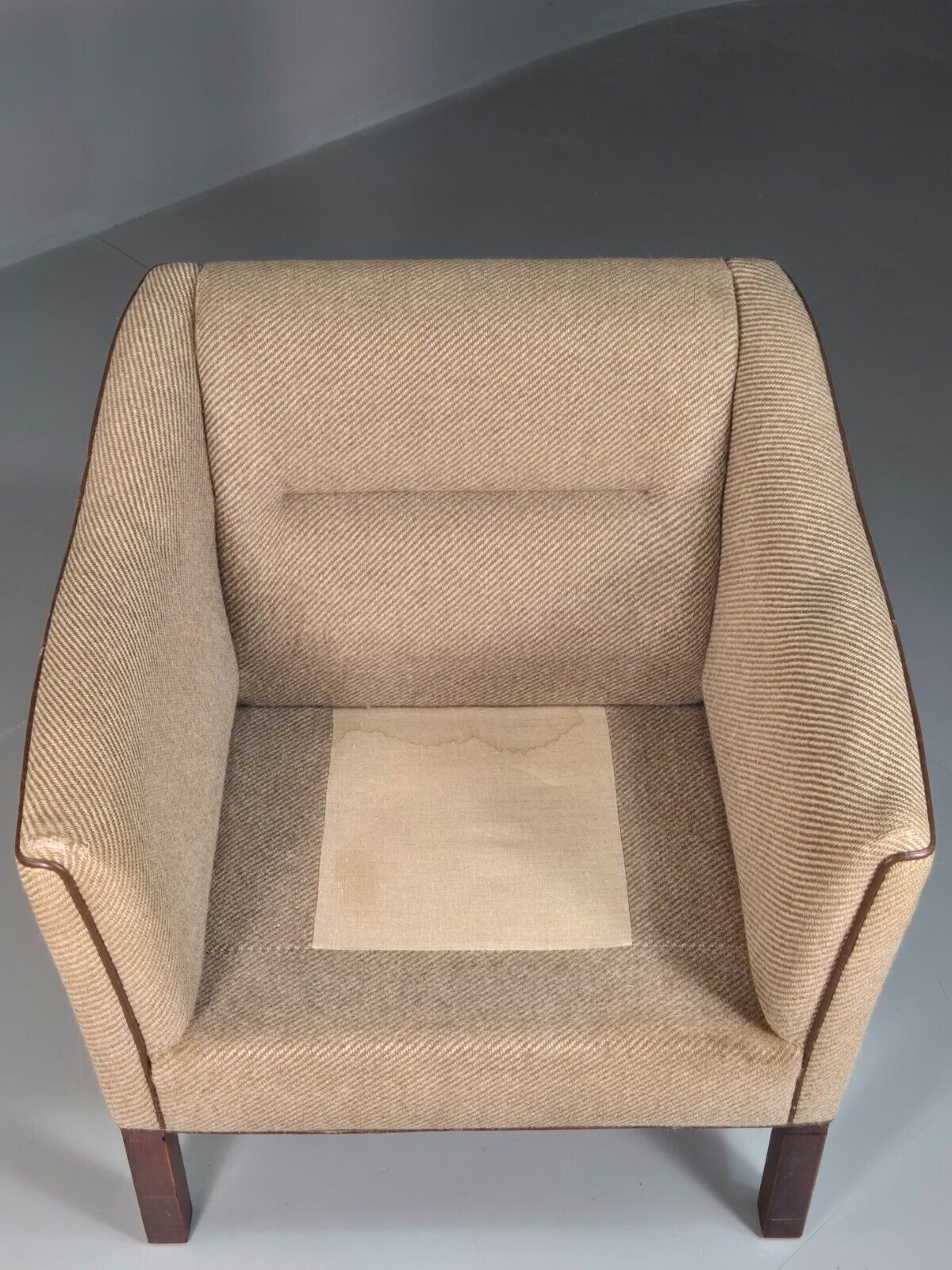 Vintage Danish Lounge Chair Brown Cream Wool 1980s Retro MCM EB7330 MNOR - UKDK FURNITURE