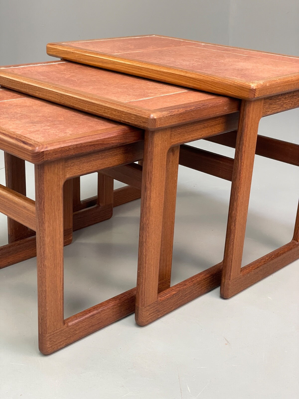 Vintage Teak Nesting Tables Tile Topped 1970s Retro Design EB9757 MWOO - UKDK FURNITURE