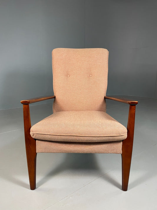 Vintage Lounge Chair Beech Frame Pink Parker Knoll Retro MCM EB6977 MNOR1