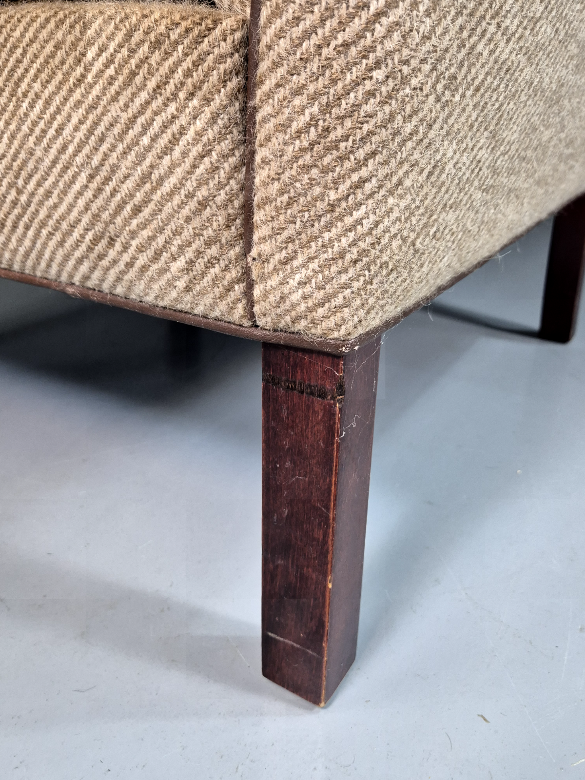 Vintage Danish Lounge Chair Brown Cream Wool 1980s Retro MCM EB7330 MNOR - UKDK FURNITURE