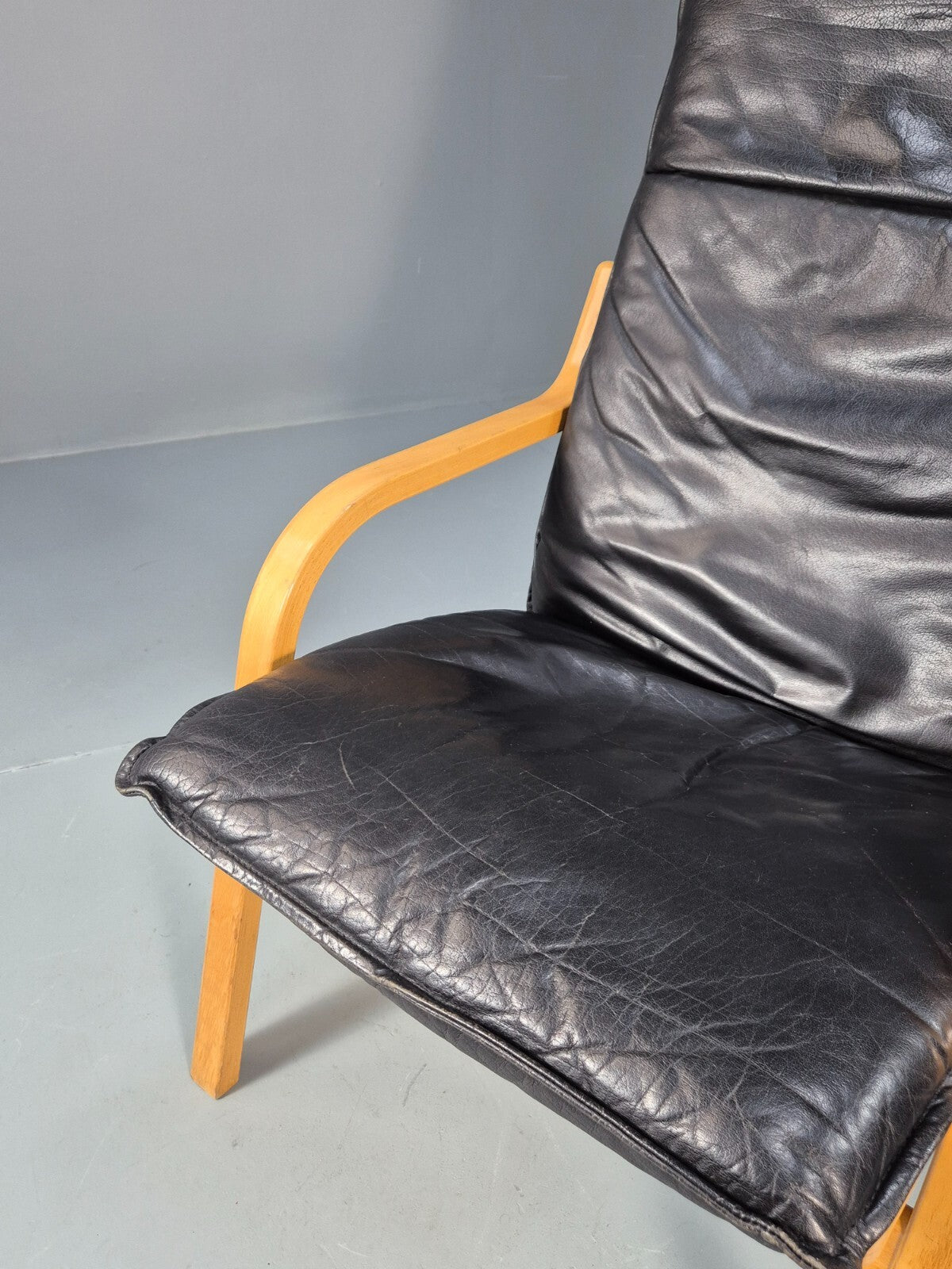 Vintage Stouby Black Leather Bentwood Armchair Retro Danish EB9297 MBEN - UKDK FURNITURE