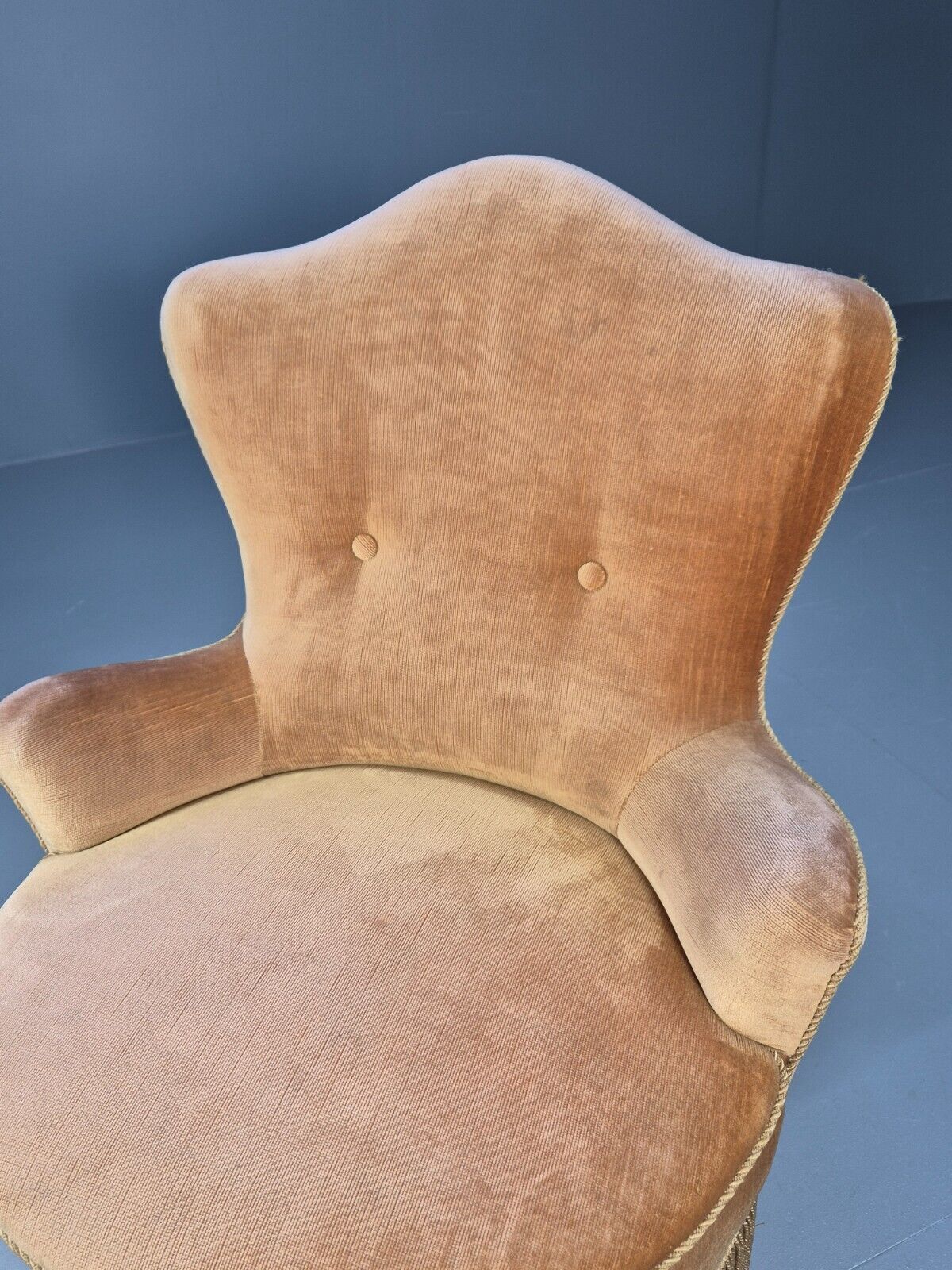 Vintage Danish Lounge Chair Gold Velour 1930s Boudoir Suite EB9136 VCLO - UKDK FURNITURE