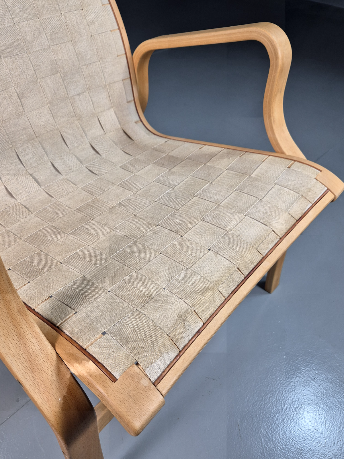 Vintage Danish Lounge Chair Canvas Bentwood Ostergaard Retro MCM EB7349 MBEN - UKDK FURNITURE