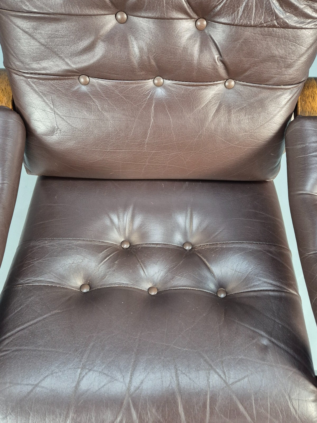 Vintage Danish Brown Leather and Vinyl Chair Bentwood Retro MCM EB9280 MNOR - UKDK FURNITURE