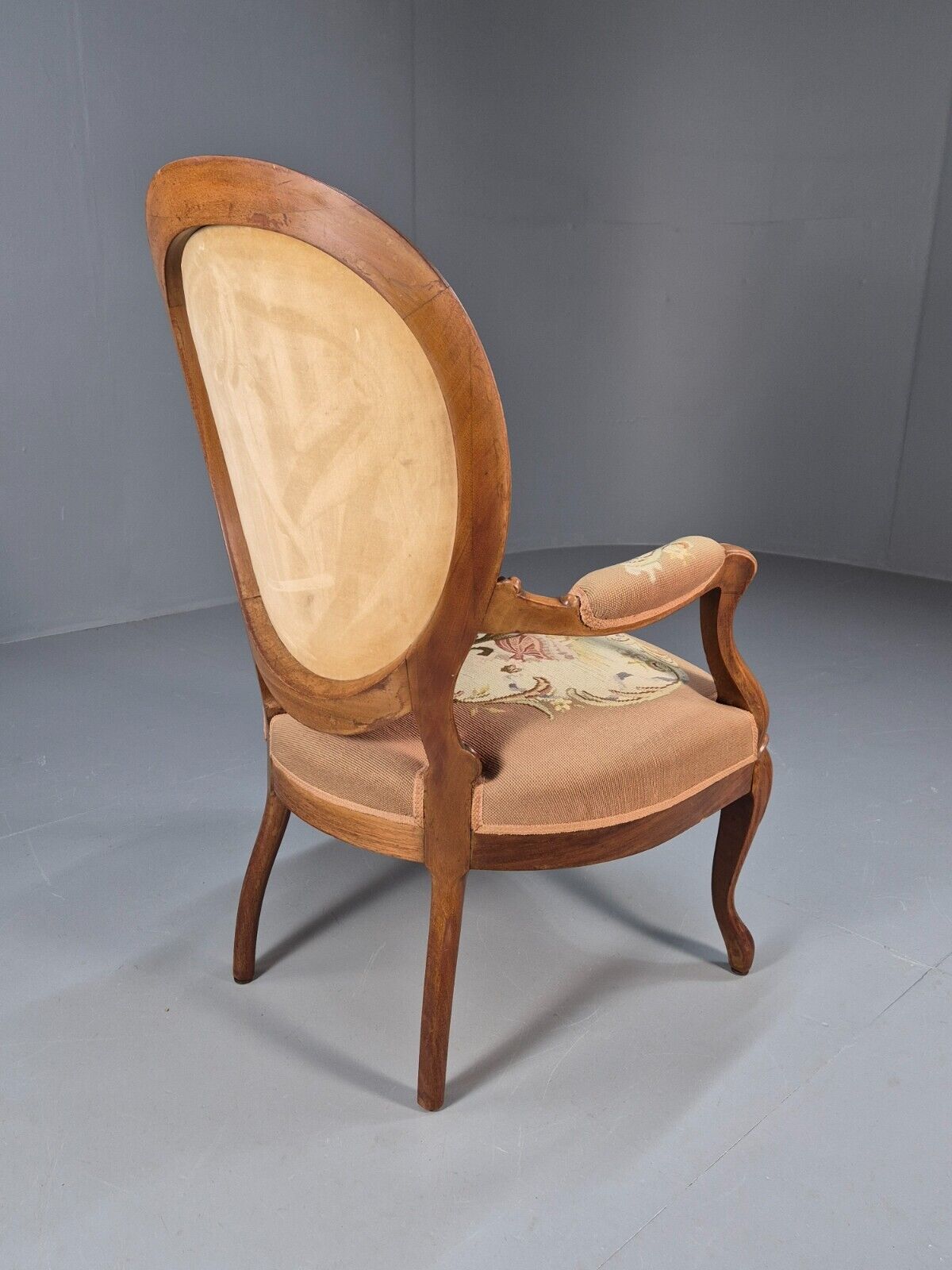 Vintage Danish Rococo Style Lounge Chair Figural Tapestry Upholstery EB8982 VCLO - UKDK FURNITURE