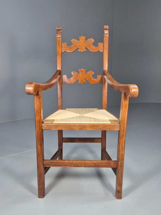 Vintage Danish Elbow Chair Cord Seated Mahogany Antique 1900s EB8868 VDIN - UKDK FURNITURE