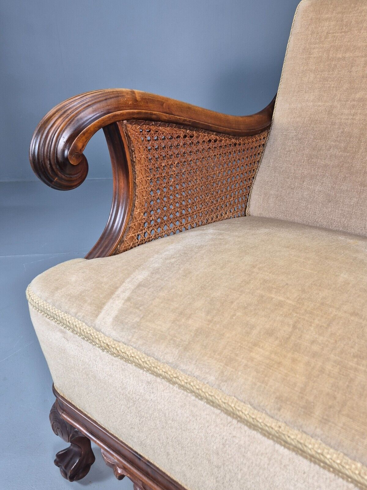 Antique Danish Lounge Chair Bergere Sides Ball and Claw Legs 1920s EB8972 VCLO - UKDK FURNITURE