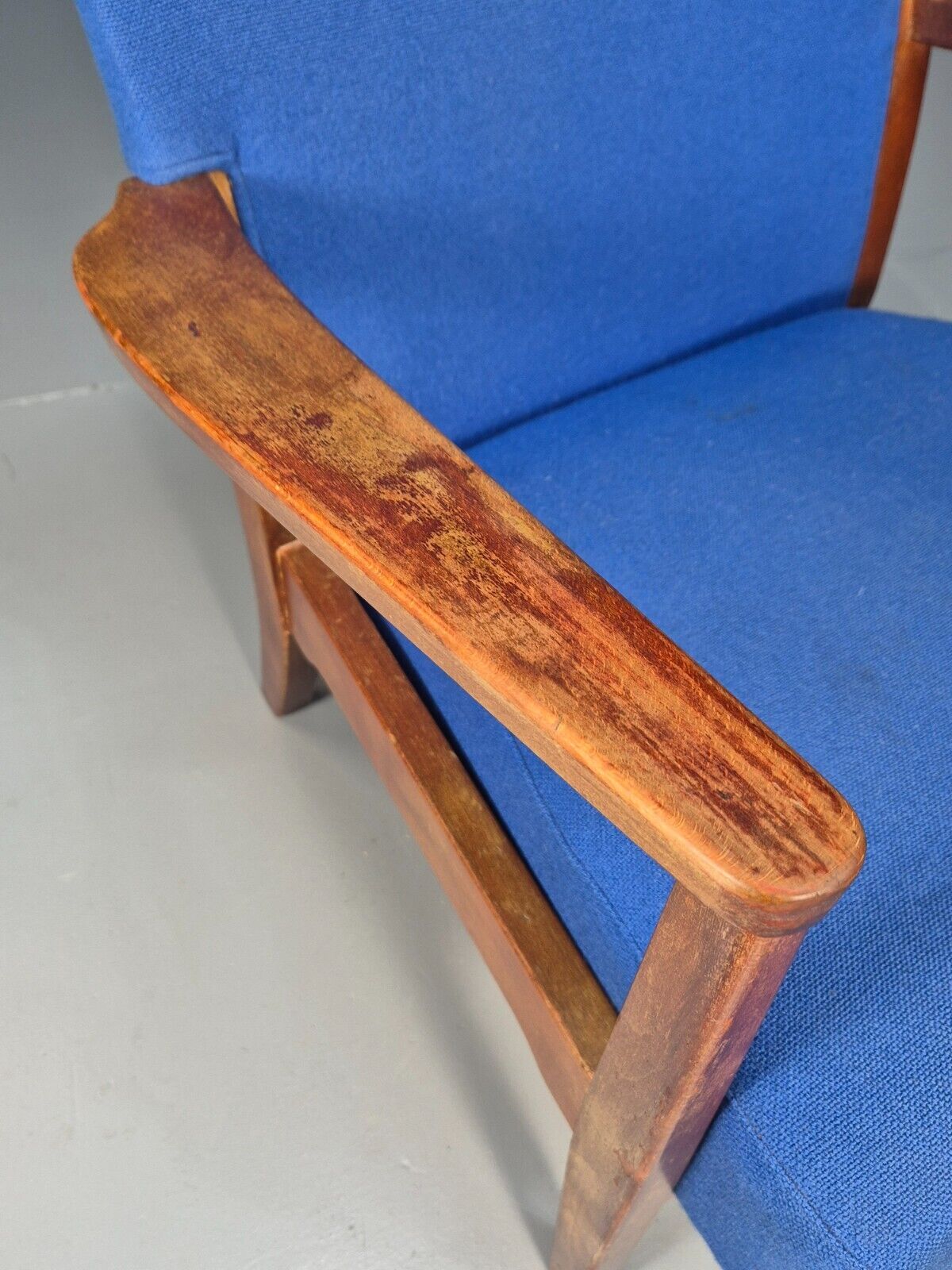 Vintage Danish Lounge Chair Blue Beech Frame Vamo 1950s Retro MCM EB8771 MNOR - UKDK FURNITURE