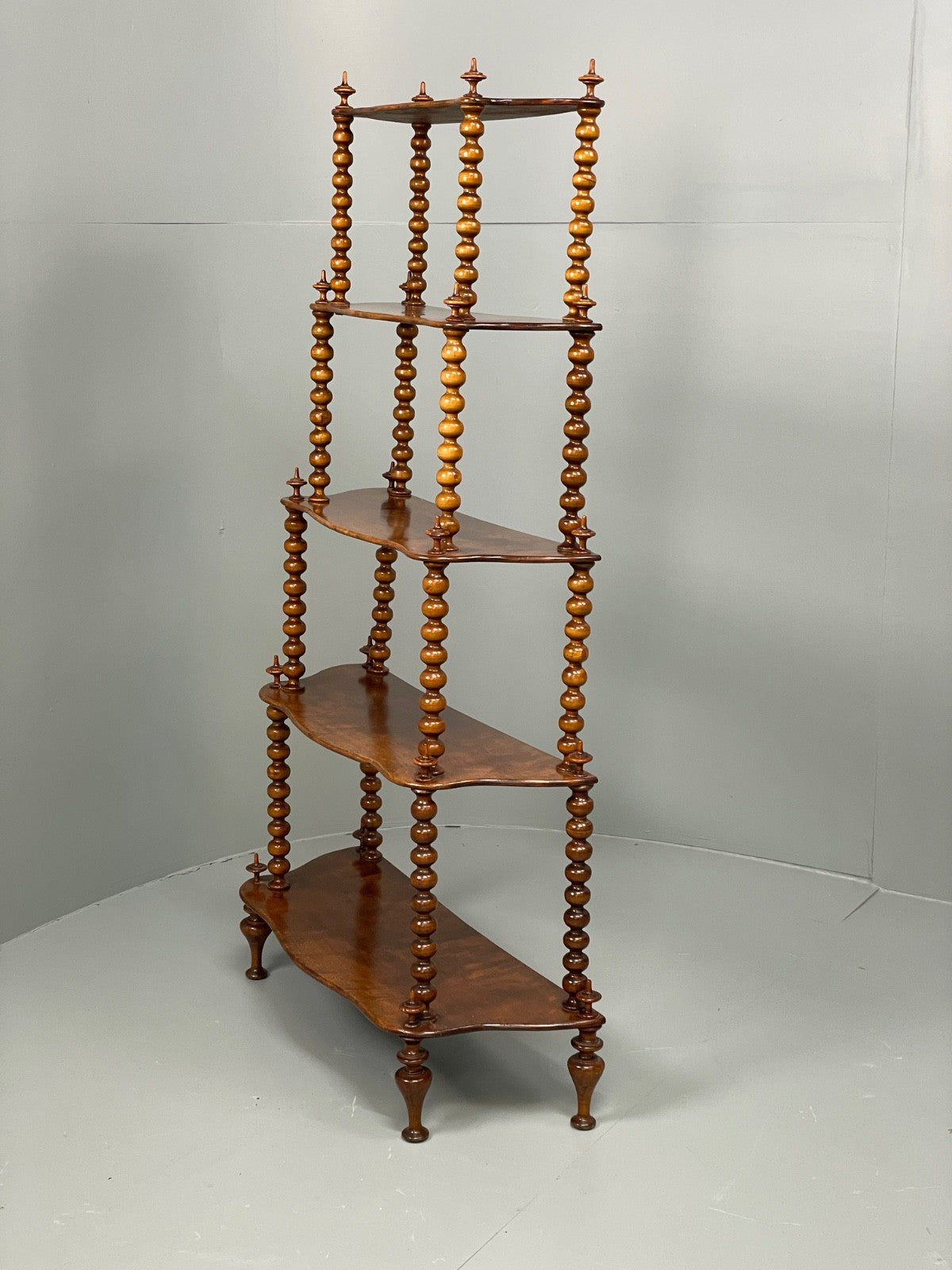 Antique Mahogany Whatnot Shelving Unit Bobbin Turned Tiered EB11197 MWOO22