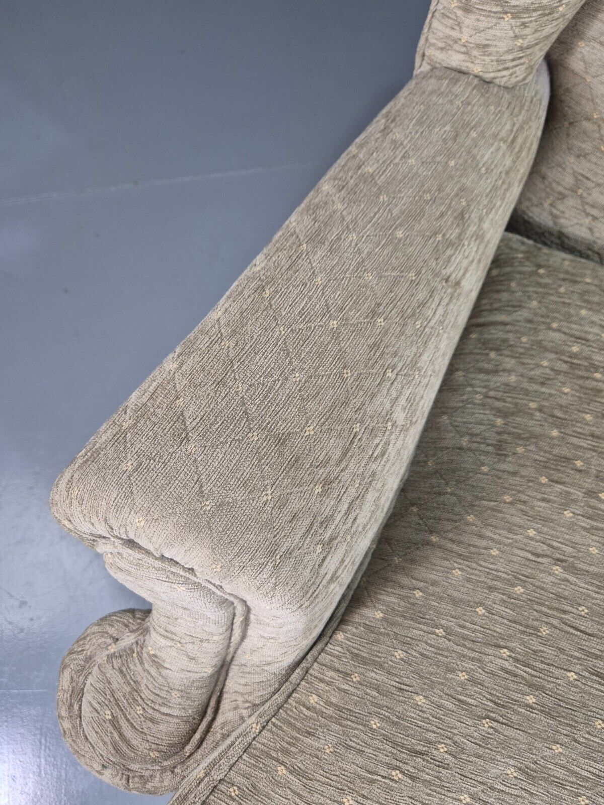 Vintage Wing Back Lounge Chair Chenille Upholstery Edwardian Antique EB7786 MNOR - UKDK FURNITURE