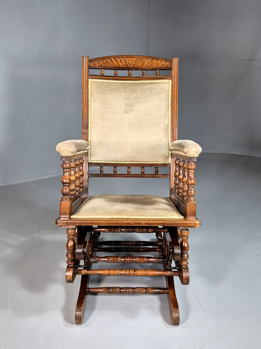 Vintage American Style Rocking Chair Oak Frame Antique Style EB7358 VWOO - UKDK FURNITURE