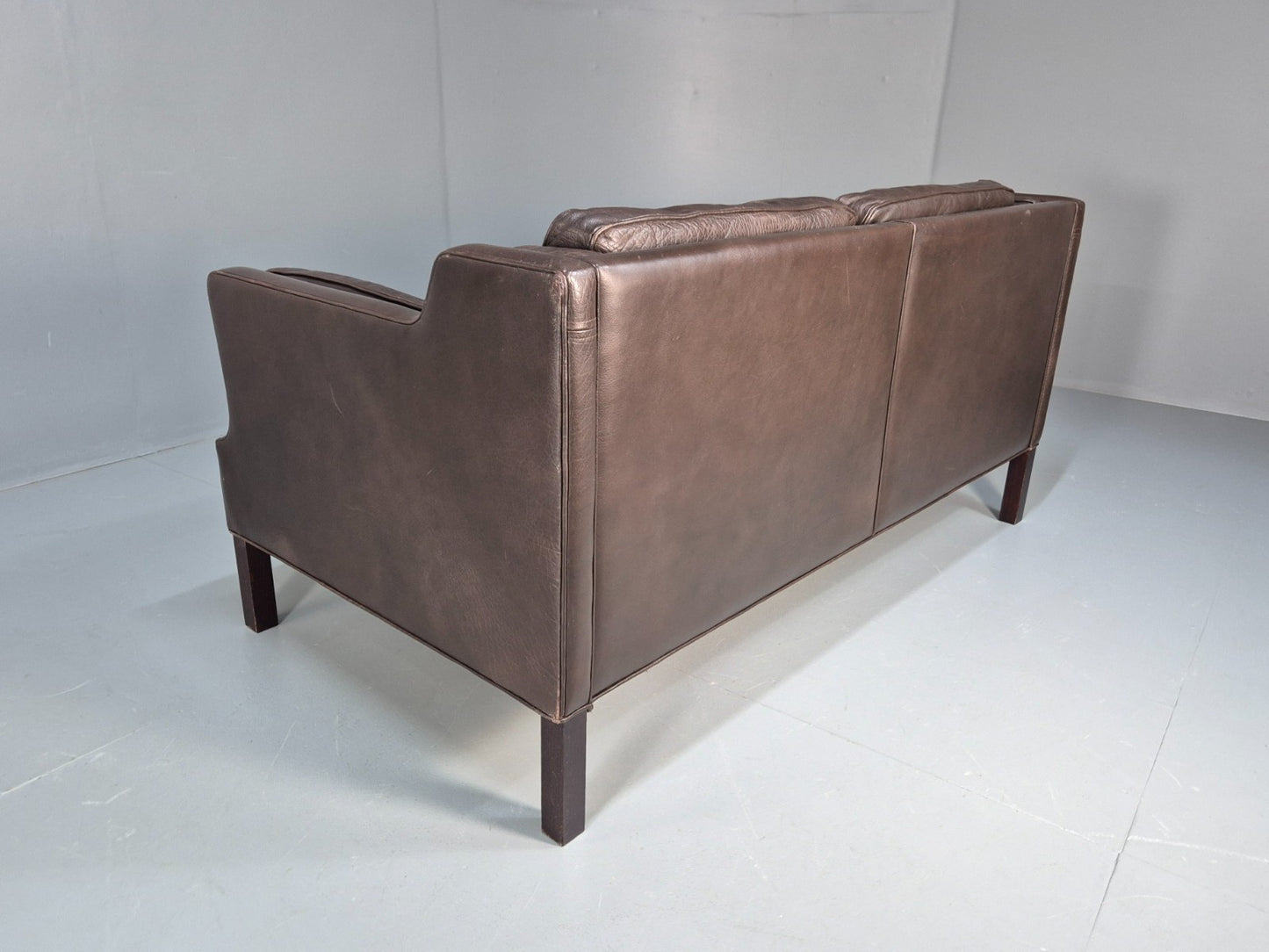 Midcentury Two Seater Sofa Brown Leather Vintage Danish 1970s Retro EB10101 M2SS17