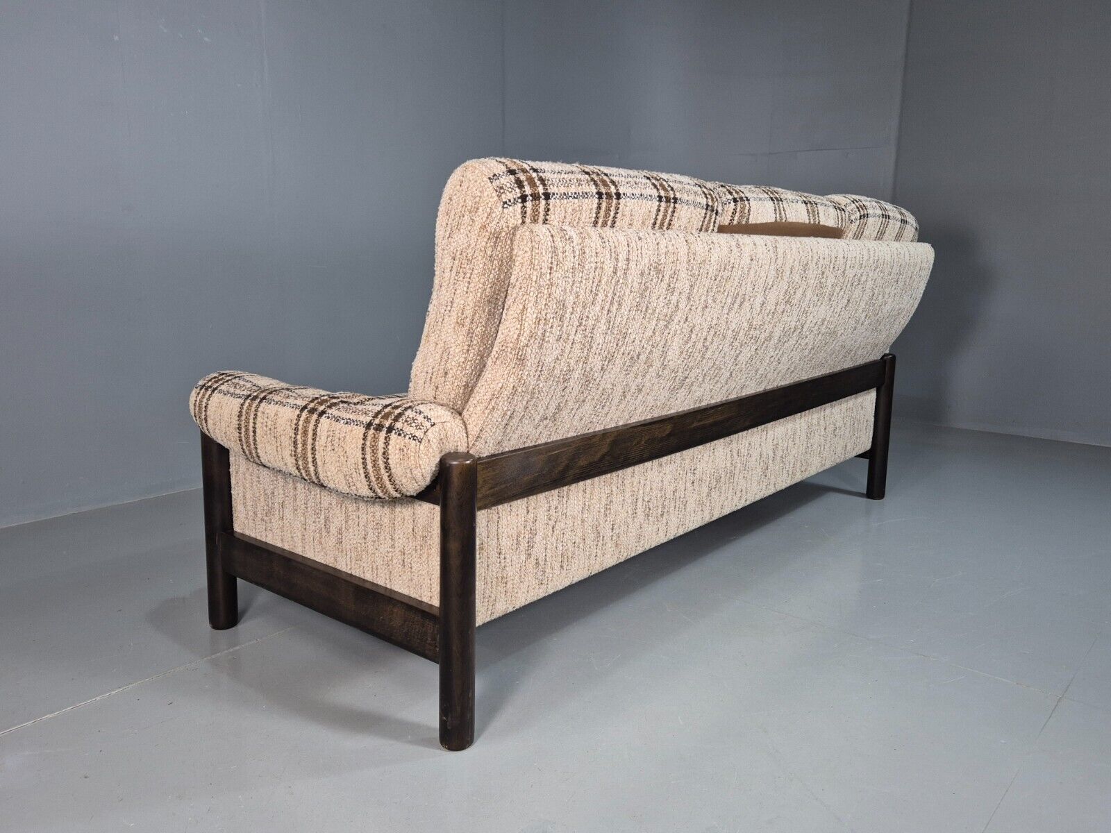 Vintage Danish 3 Seat Sofa Cream and Brown 1970s Retro MCM EB8320 M3SS - UKDK FURNITURE