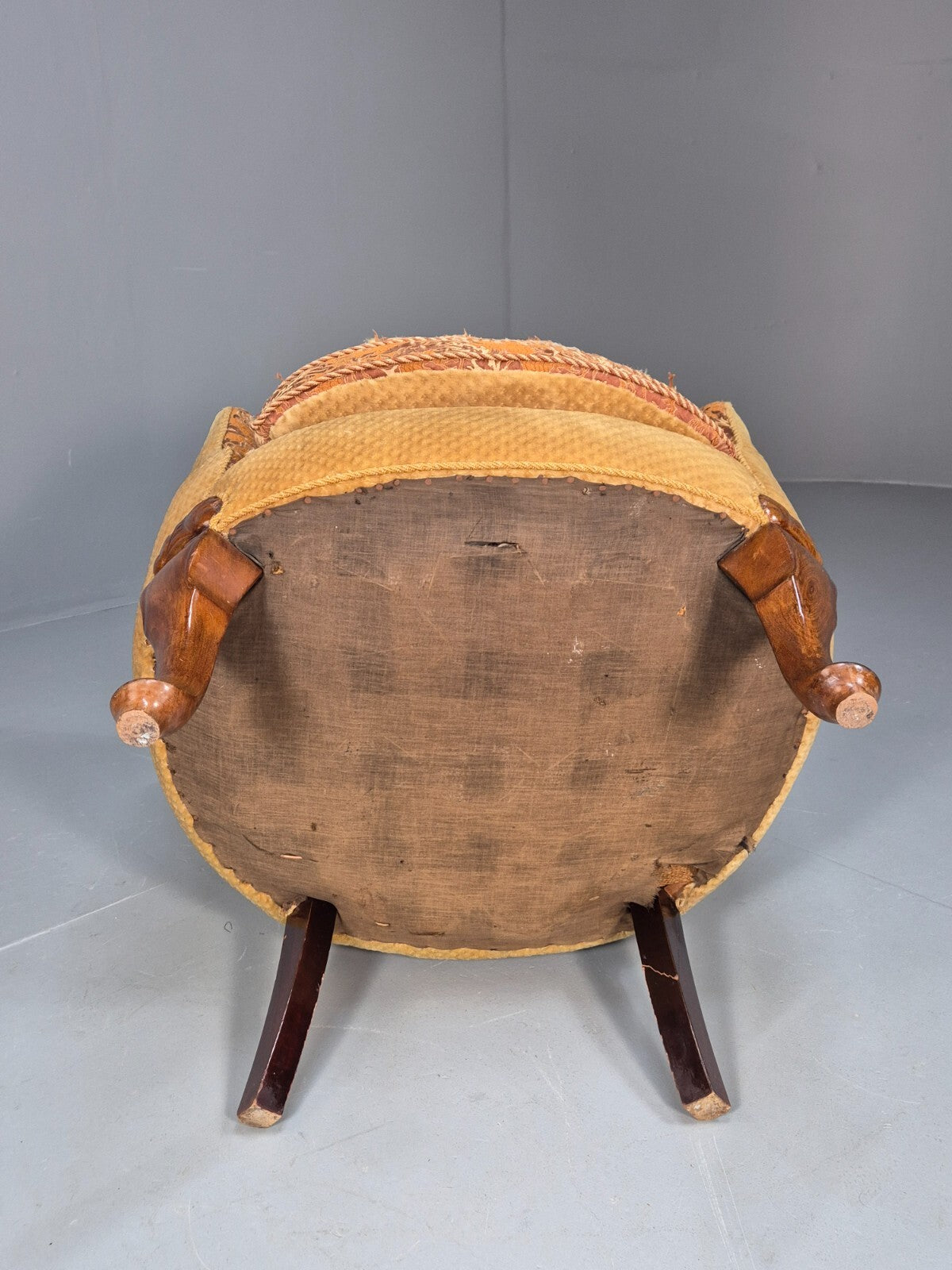 Vintage Danish Art Deco Tub Chair Gold Moquette Upholstery 1920s EB9055 VCLO - UKDK FURNITURE
