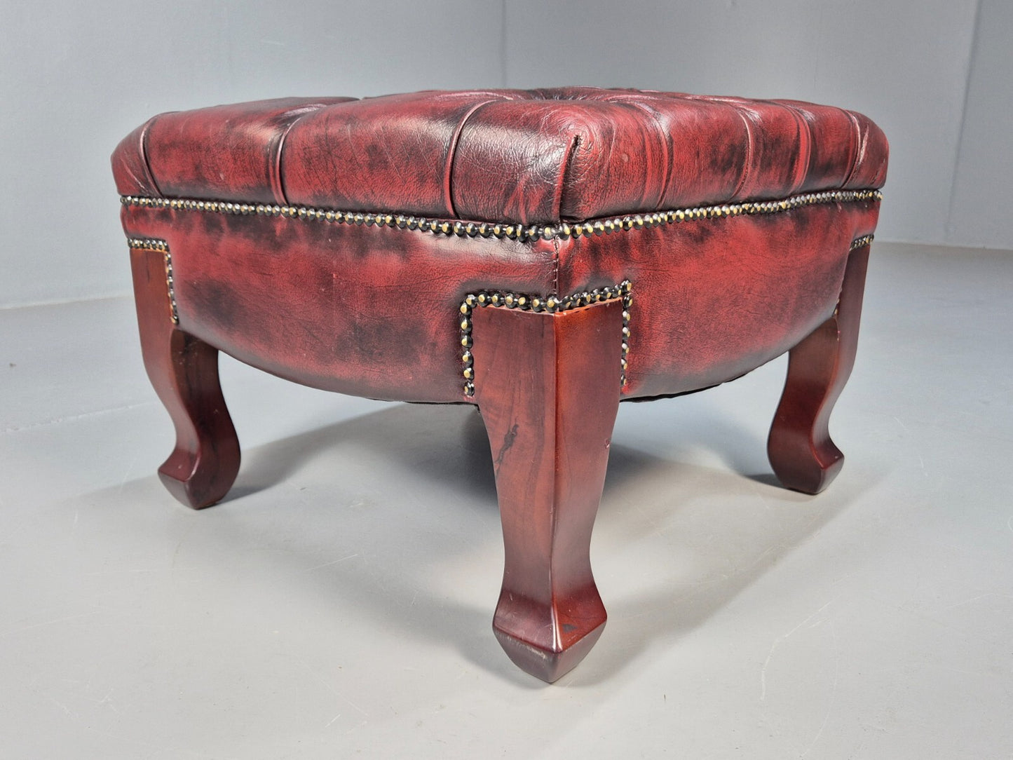Vintage Oxblood Chesterfield Footstool Danish Retro Antique Style EB9665 MFOO - UKDK FURNITURE