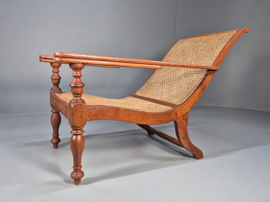 Vintage Campaign Plantation Chair Rattan Teak Retro Antique Style EB8877 VBER - UKDK FURNITURE
