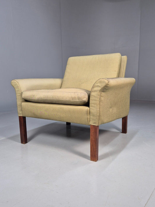 Vintage Danish Lounge Chair Green Cotton 1960s Retro MCM EB3166 MNOR - UKDK FURNITURE