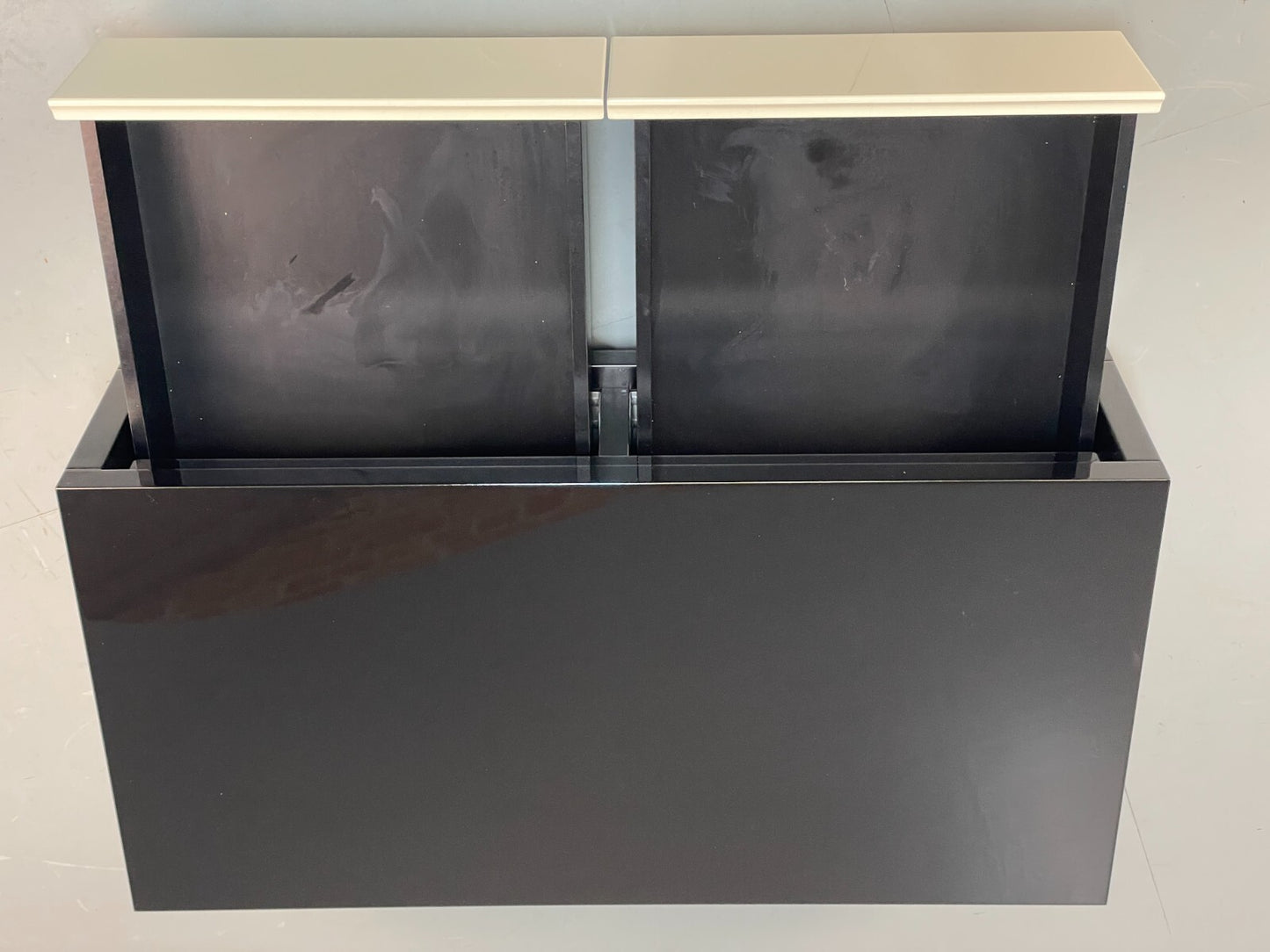 Italian Gloss Black & Off White 1980s Style Tv Unit With Drawers EB8686 MWOO - UKDK FURNITURE